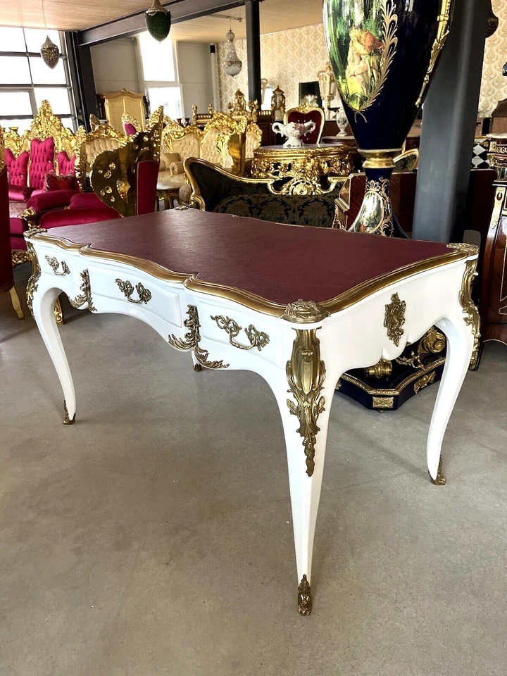 Deluxe Desk French Baroque Table Handmade Antique Style Red Desk for Home Decor - Bild 2 von 4