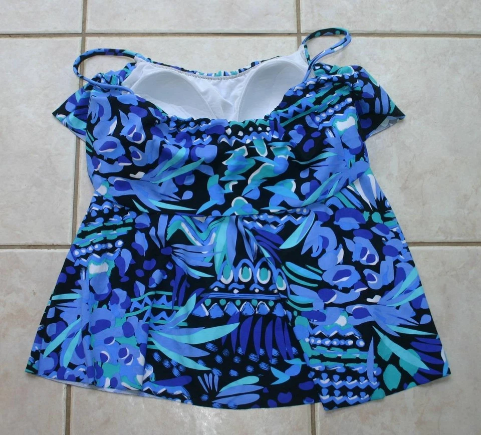 CONSTRUYE TU PROPIO TRAJE DE BAÑO 12 MISSES TOP DE BAÑO AZUL VERDE OLAS TOP VOLANTES HIPPIE Foto 2 de 4