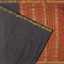 Vintage Black Sarees 100 Pure Cotton Zari Handwoven Sari 5YD Decor Craft Fabric