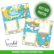Baby Boy Scrapbook Pages Baby Shower PRINTED Premade Scrapbook Quick Pages 44