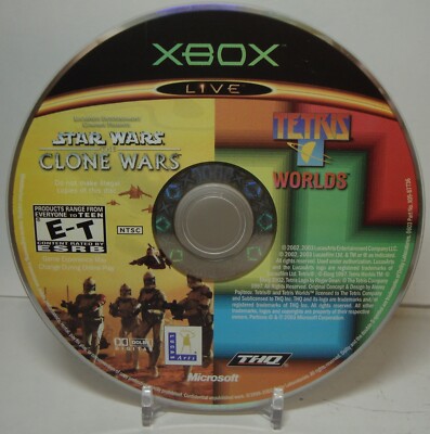 STAR WARS CLONE WARS AND TETRIS WORLDS XBOX MICROSOFT SCRATCHED WORKS DISC ONLY