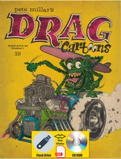 DRAG CARTOONS PETE MILLAR'S #1 1963 - RARE Reproduction PDF File USB Flash Drive