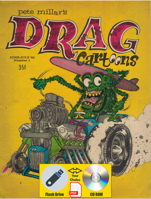 DRAG CARTOONS PETE MILLAR'S #1 1963 - RARE Reproduction PDF File USB Flash Drive
