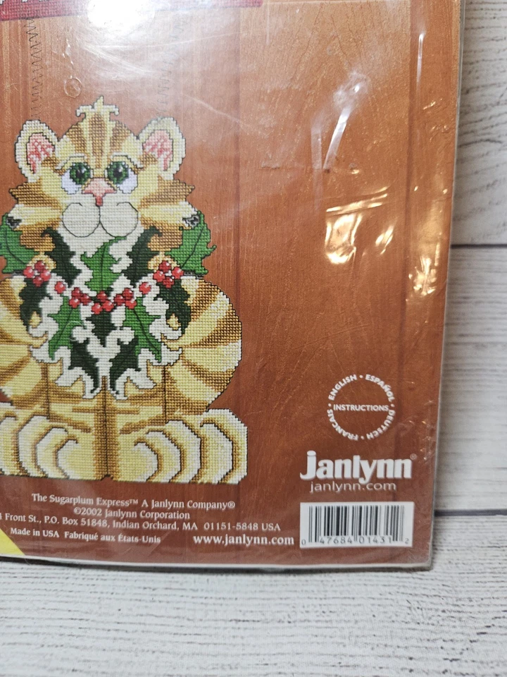 Cat Christmas "Have A Purr-fect Holiday" Plastic Canvas Kit 2002 NOS Janlynn/Gre - Image 2 of 4