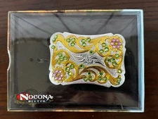 Nocona Belt Co. Ladies Silver Gold Scrolls Pink Green Rhinestone Buckle New