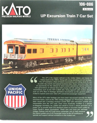 Kato N Scale 106-086 UP Union Pacific Excursion Train 7-Car Passenger Set