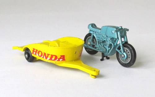 Vintage Lesney Matchbox #38 Honda Motorcycle and Trailer Regular Wheel 1967