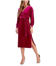 Taylor Womens Velvet Tie Waist Maxi Dress