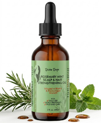 Divine Drops Rosemary Mint Scalp & Hair Oil 2oz w/ Biotin   Hair Growth & Streng