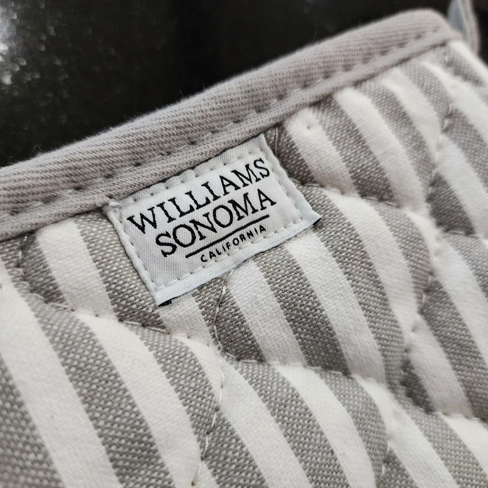 Williams Sonoma Algodón Gris Drizzle Bay Rayas Horno Guante y Soporte Olla Juego Nuevo sin Etiquetas Foto 3 de 4