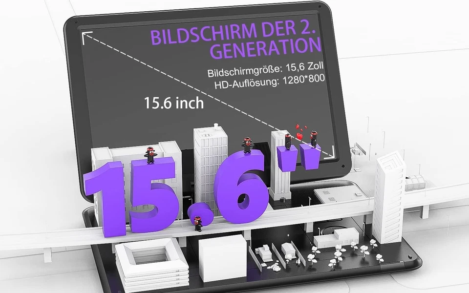 Tragbarer DVD-Player (17,5 Zoll) mit großem 15,6-Zoll-HD-Bildschirm, SD-Karte - Bild 2 von 4