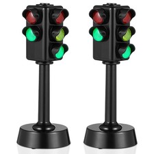 Traffic Light Toy, 2 Pcs Round Bottom 1.7 4.3inch Mini Traffic Light Lamp Tra...
