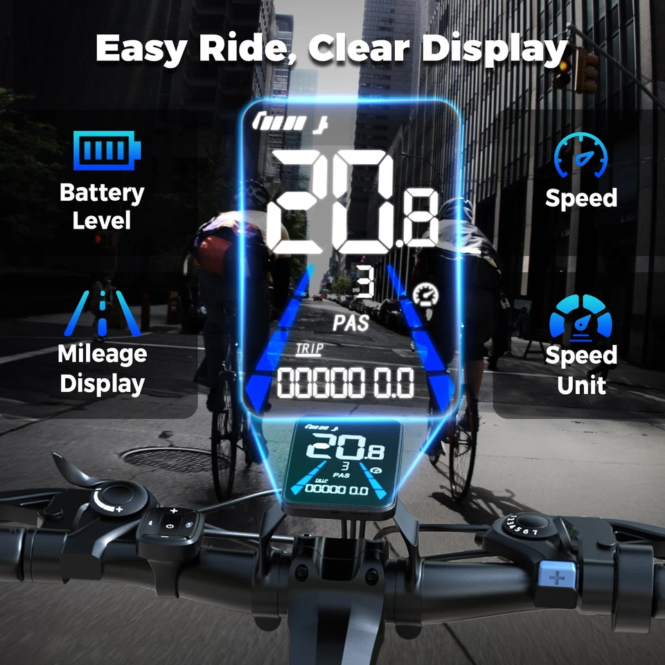 Bicicleta de montaña eléctrica Ebike 1000W motor pico BICICLETA 45 millas 25 mph 48 V cercanías Foto 4 de 4