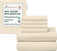 6 Pcs Cotton Sheets - 100 Natural Cotton Soft, Lightweight