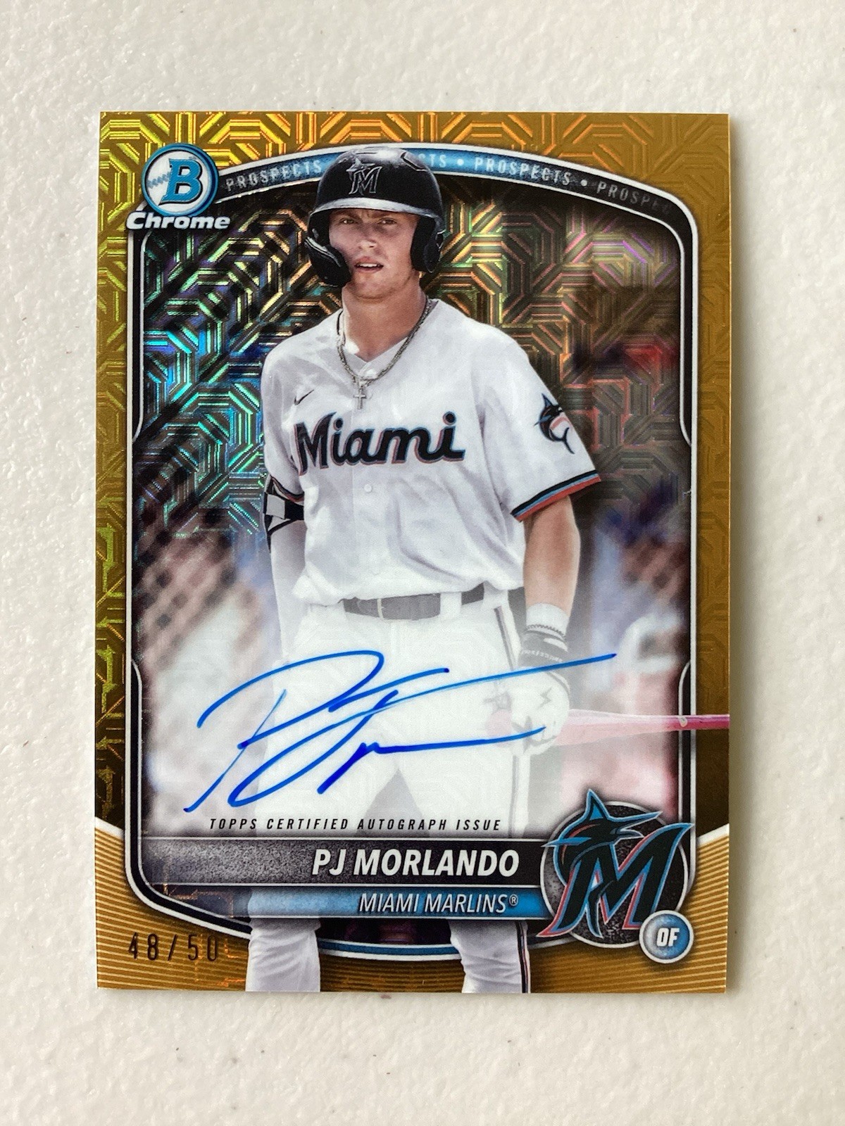 2025 Bowman Mega Box - PJ Morlando BMA-PM - Gold Mojo Refractor Autograph /50