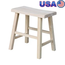 Unfinished Natural Saddleseat Wood Stool Swivel Casual Dining Bar Furniture New