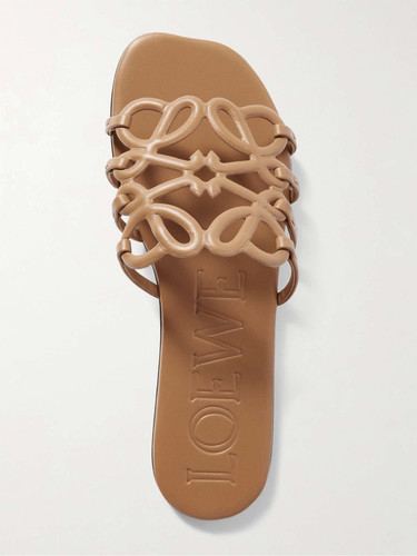 LOEWE Petal Anagram leather slides in Tan EU 38/ US 8 $890