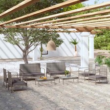 vidaXL Set Divani da Giardino 8 pz con Cuscini in Polyrattan Grigio