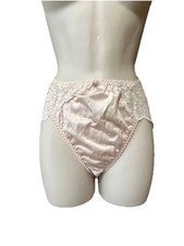 VTG 90  s Panties Maidenform Chantilly sz S Antron Nylon LACE High Cut PINK F25