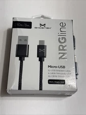Ghostek NRGline Series 10Ft Nylon Braided Micro USB Charger Cord - Black