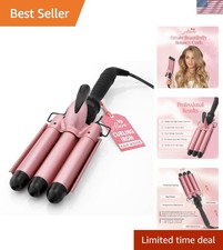 Fast Heating 1 Inch Triple Barrel Curling Wand with LCD Display - Rose Gold Glam