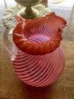 VINTAGE FENTON ART GLASS CRANBERRY OPALESCENT SPITAL OPTIC PITCHER
