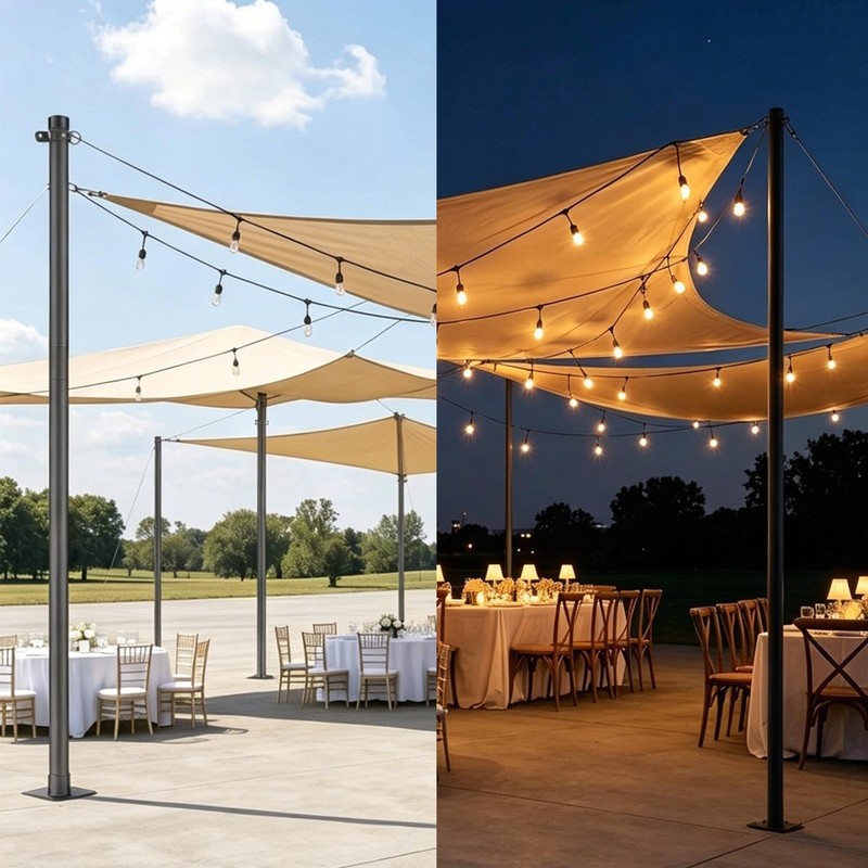Yescom Outdoor String Light Poles 10Ft 6-Pack Heavy Duty Metal Post for Outside