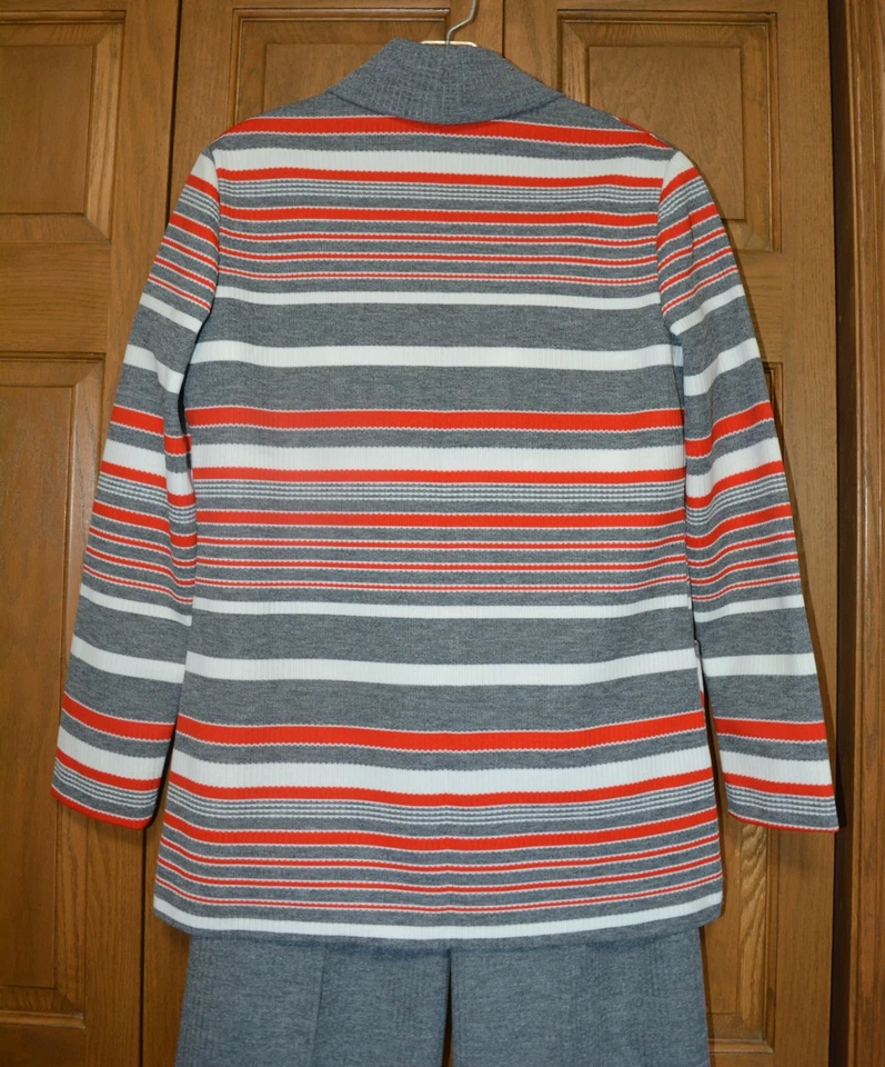 VTG Women's 3-pc. GO-GO Outfit MOD 60s Pilazzo Pants M/L Striped Gray Orange - Image 4 of 4