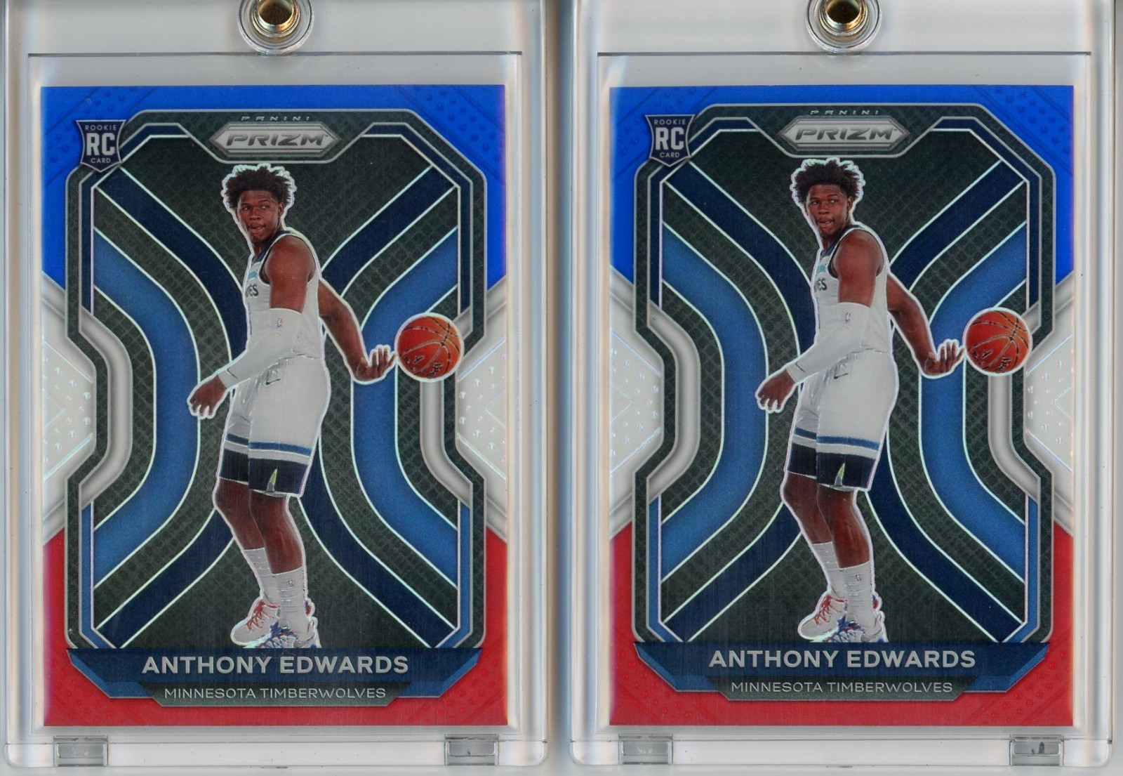 2020-21 Panini Red White Blue Prizm (2 CARDS) #258 Anthony Edwards RC Rookie