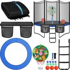 Trampoline Accessories Kit, Trampoline Replacement Pad 14ft 6 Poles Safety Ne...
