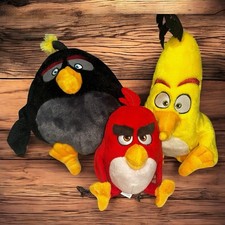  3 Rovio Angry Birds Movie Bomb 8" Stuffed Plush Toy 2016 Black No Sound w/ Feet