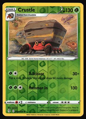 2021 Pokemon Evolving Skies 012/203 Crustle Reverse Holo Uncommon
