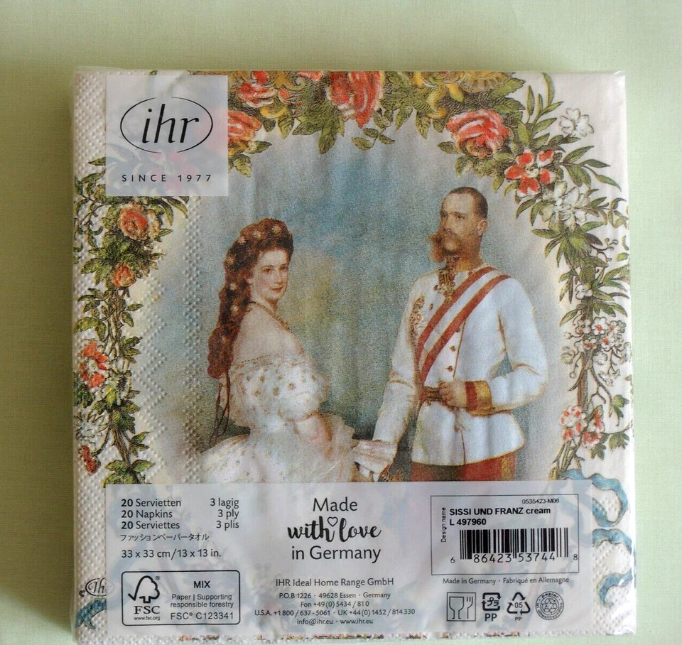 20 Tovaglioli Sissi e Francesco AUSTRIA Imperatrice Elisabetta 1 confezione IMBALLO ORIGINALE LEI - Immagine 2 di 3