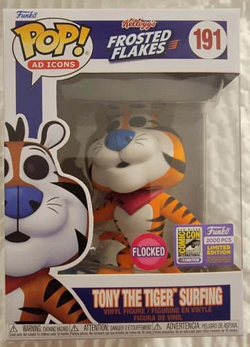 Funko SDCC 2023 Tony The Tiger Surfing Flocked LE 2000 *OFFICIAL STICKER IN HAND
