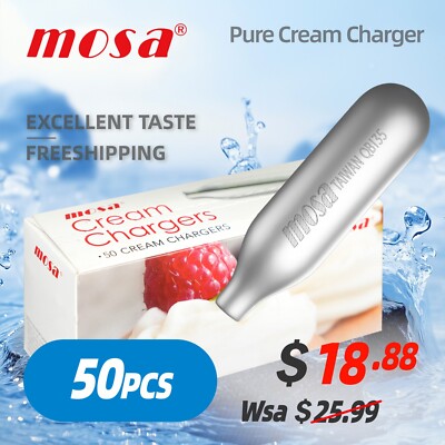 MOSA High-Quality 8g Whipped Cream Chargers, 50 pcs Fresh, Food-Grade Clean Gas