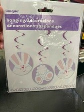 3 x Easter Bunny hanging Swirl Party Decorations New 