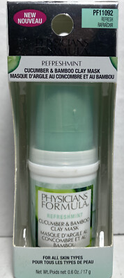 Physicians Formula Refreshmint Cucumber & Bamboo Clay Mask PF11092 New In Box