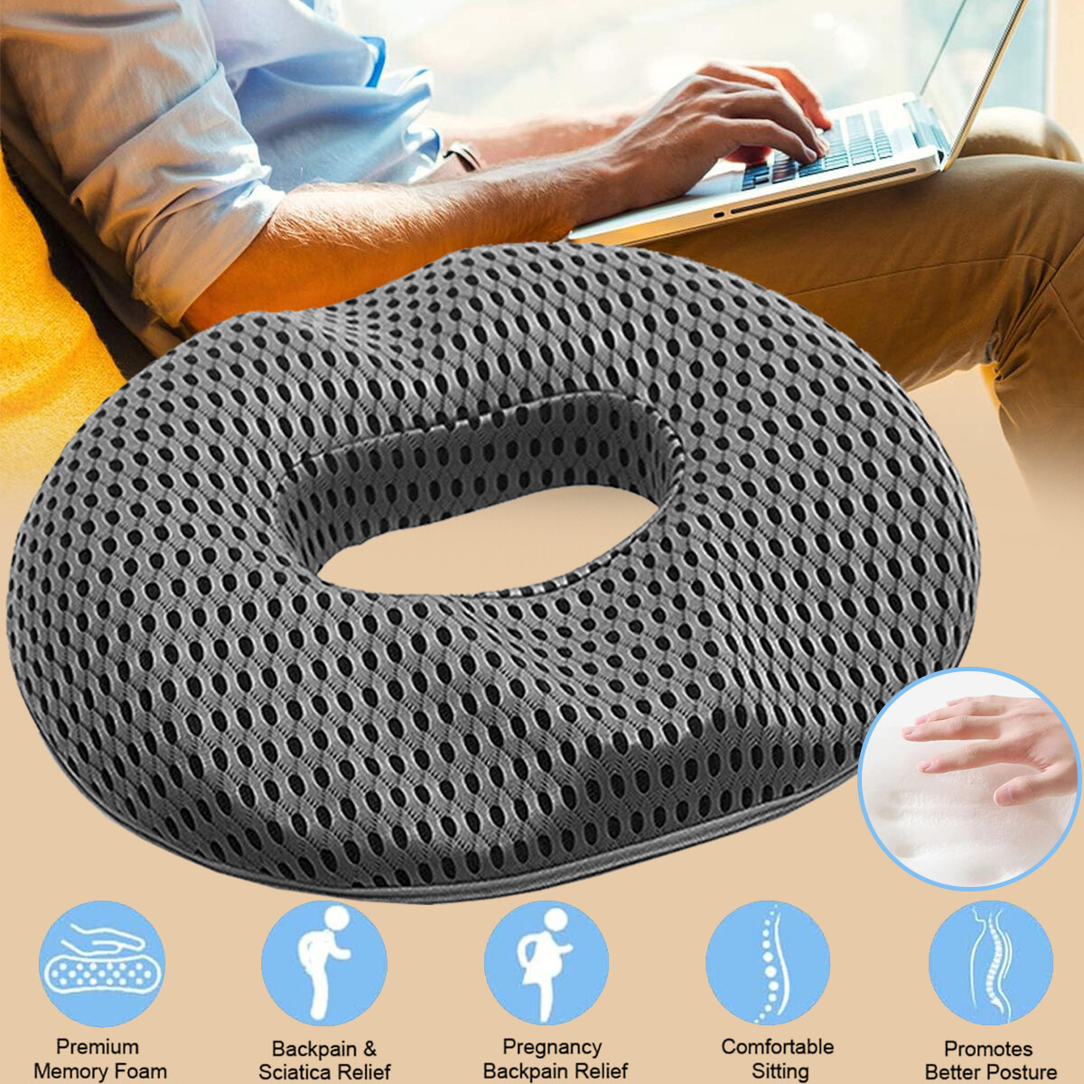 Sitzkissen Orthopädisches Memory Foam Kissen Hämorrhoiden Sitzkissen mit Loch