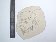 vtg 1960s 70s Tattoo Flash acetate stencil Animals Buffalo Head AN1