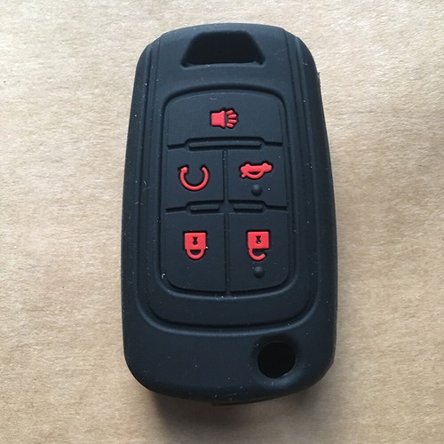 Fit Buick 5 Buttons Flip Remote Key Fob Silicone Skin Case Cover Black - Picture 4 of 6