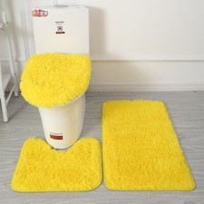 3 Piece Non-Slip Bathroom Mat Set Super Soft Water Absorbent Toilet Pedestal Rug
