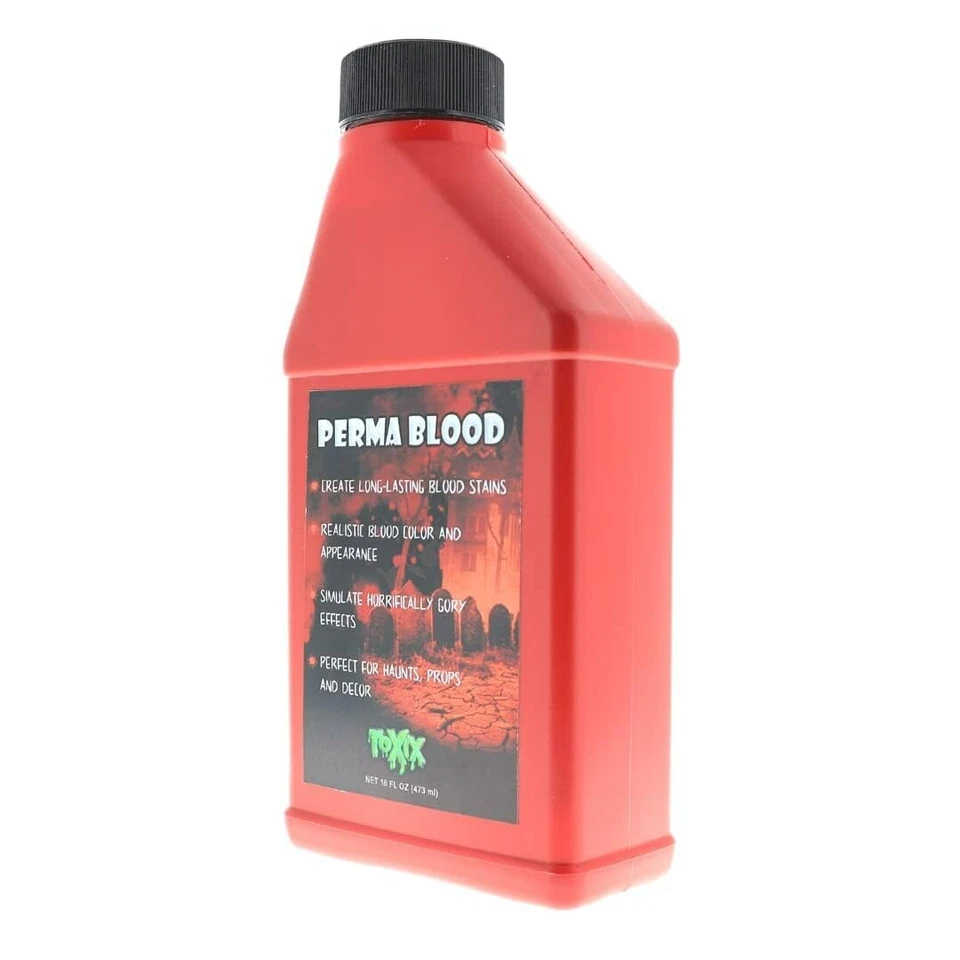 Sangre de Perma 16 OZ - ¡Sangre falsa PERMANENTE! ¡Perfecto para haunts, gore y accesorios! Foto 4 de 4