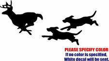 DOGS Chasing DEER 02 Decal Sticker JDM Funny Vinyl Car Truck Bumper Hunting 7"