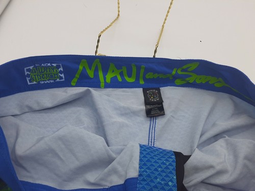Maui & Sons Black Shark 4 Way Stretch Board Surf Shorts Mens Sz 36 Blue Green - 第 4/6 張圖片