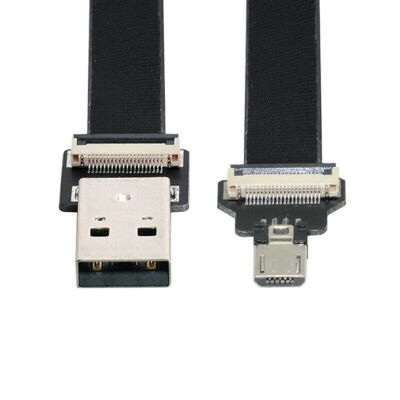 Male USB 2.0 Type-A to Micro USB 5Pin Male Data Flat Slim FPC Cable for Phone