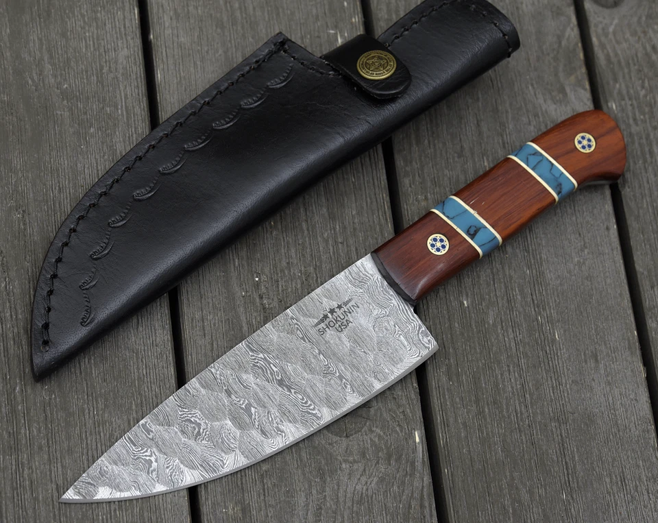 Chef Knife 6 In Damascus Chef Knife for Kitchen Use and Cutting Chopping Slicing - Image 4 of 4