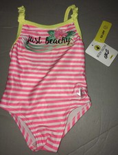 NWT Body Glove Pink  White Stripe Just Beachy 12M 1pc Swimsuit 50 UPF