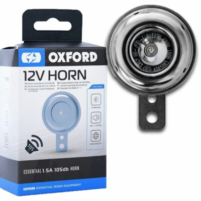 Oxford Motorrad Hupe 12V Korrosionsbeständig Motorrad Hupe 105 db Roller Chrom