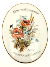 Vintage Floral Sentiments Plaque Decor All the World's a Garden Flowers