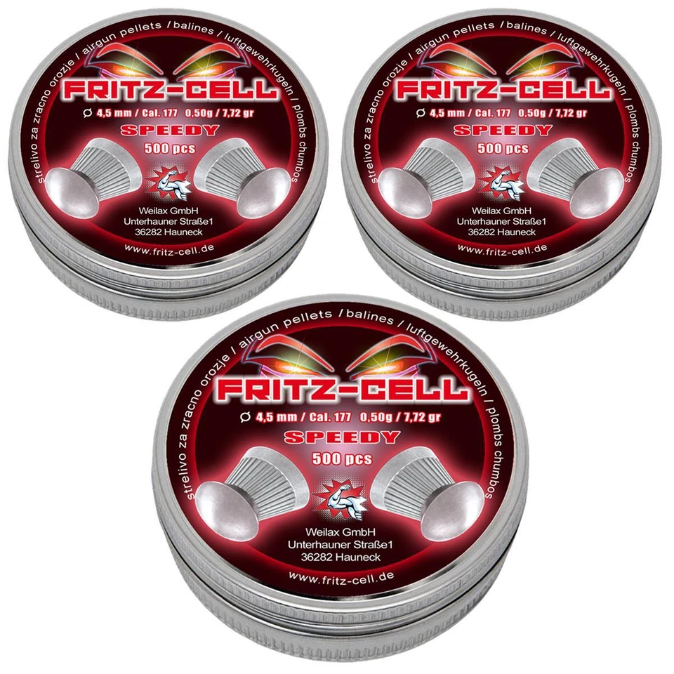 3 x 500 Fritz Cell Speedy 4,5 mm Diabolos für Luftgewehr, Luftpistole
